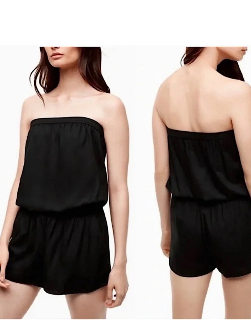 Aritzia Talula Strapless Black Romper